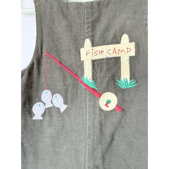 The Bailey Boys Reversible Overalls 3T 4T Fish Camp USA Green Courduroy - Picture 6 of 12
